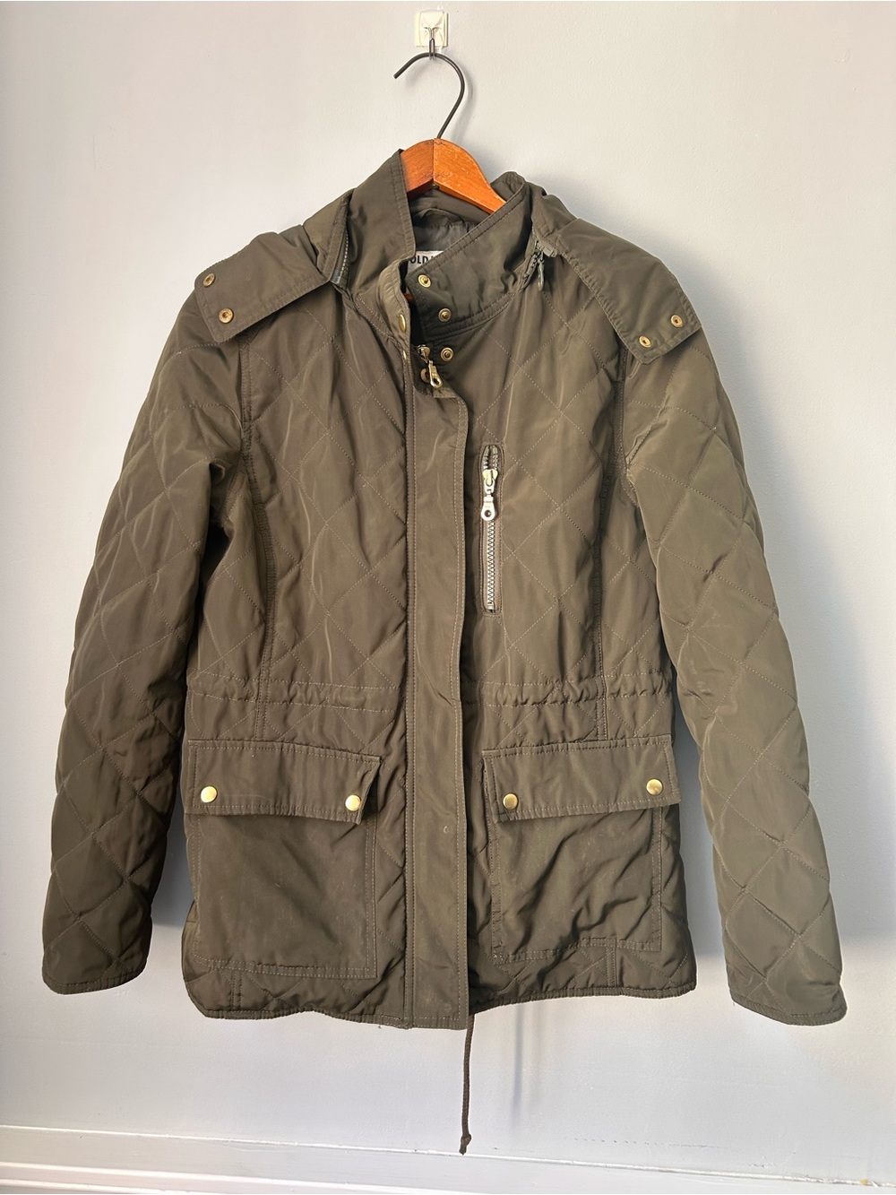 Old Navy Quilted Jacket Olive Green Full Zip Pockets Women's Size Smallâ